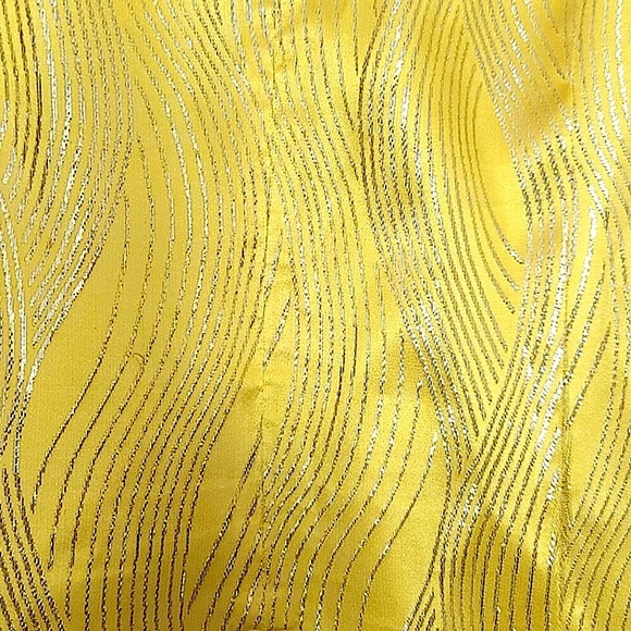 Tory Burch Fitted Sleeveless Metallic Yellow & Gold ‘Elson’ Silk Blouse, 2 - Picture 11 of 14